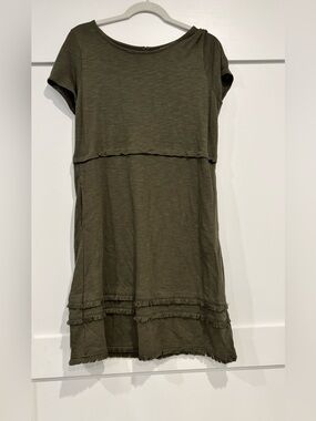 J. Jill Olive Green Short Sleeve Layered Dress Small Petite